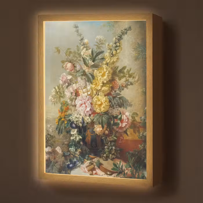 Lightbox - Wandlamp - Grote vaas met bloemen - Josep Mirabent - Oude meesters