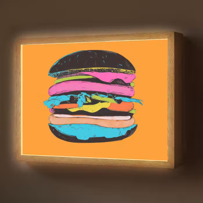 Lightbox - Wandlamp - Hamburger - Kleurrijk - Speels