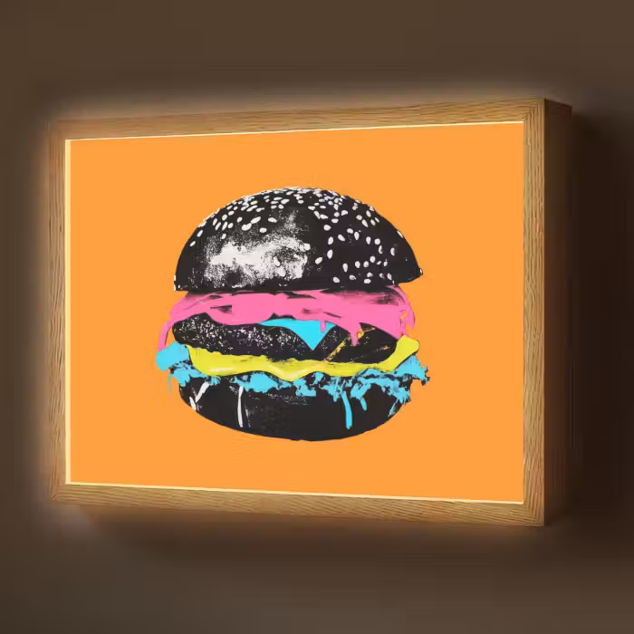 Lightbox - Wandlamp - Hamburger - Oranje - Neon - popart