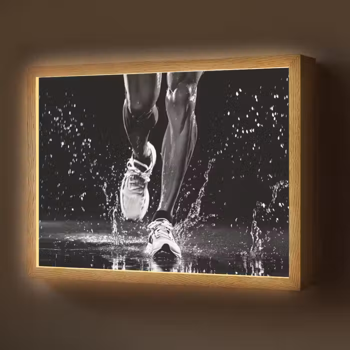 Lightbox - Wandlamp - Hardloopschoenen - Rennen - Druppels - Zwart