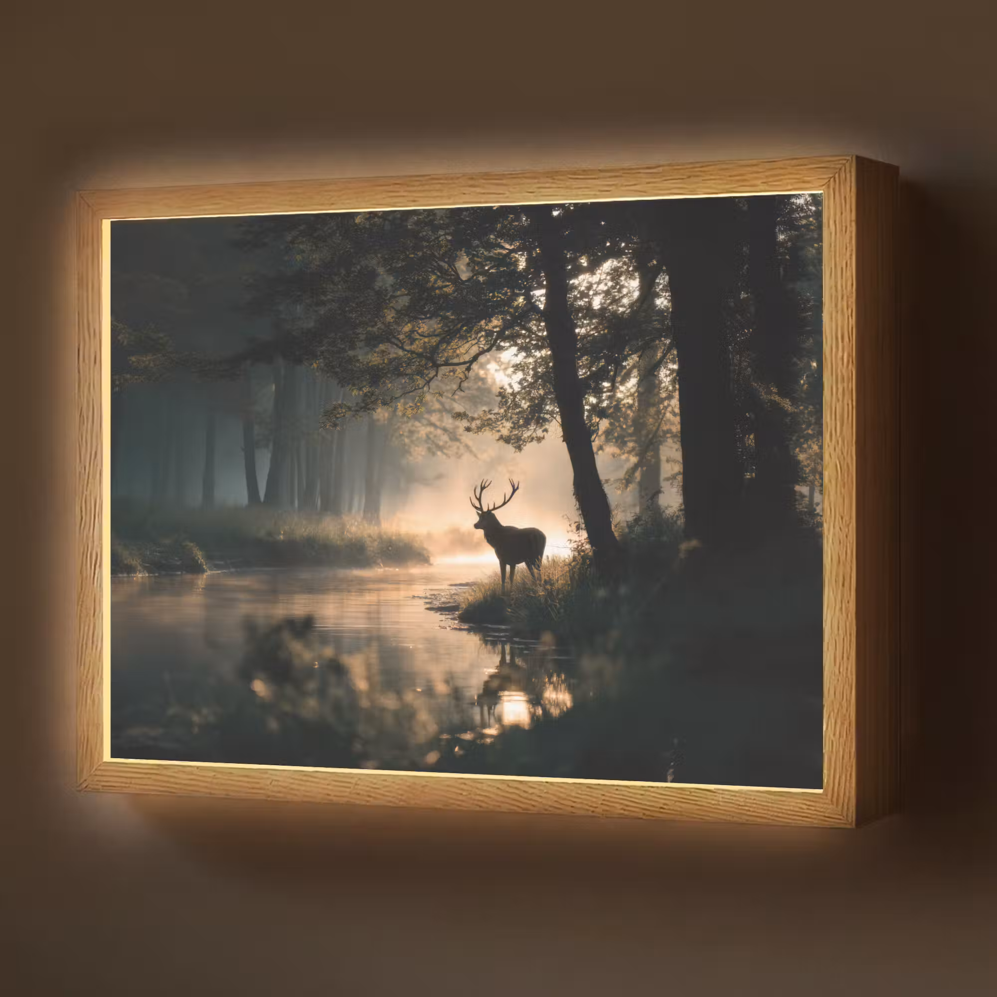 Lightbox - Wandlamp - Hert - Bosbeek - Mystiek