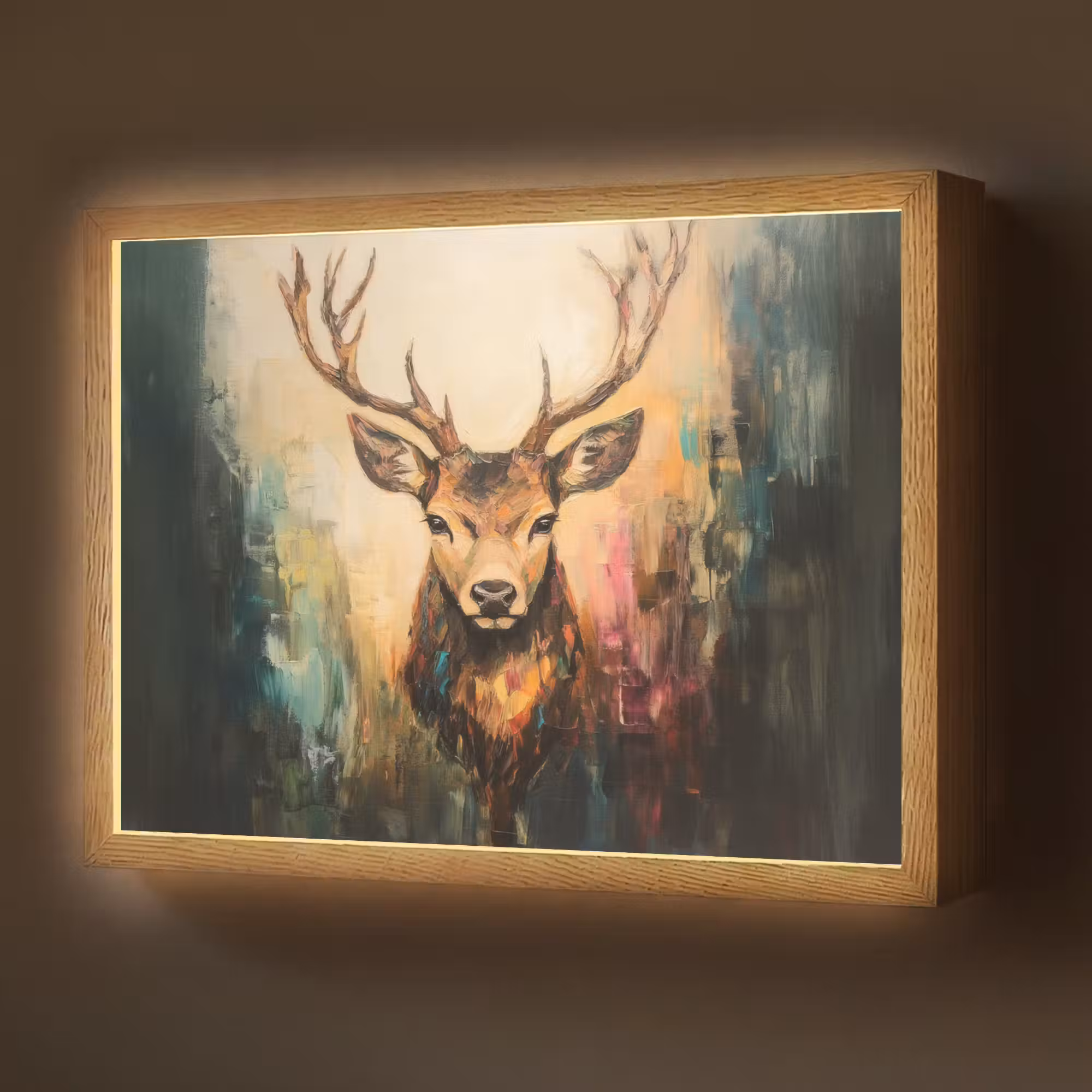 Lightbox - Wandlamp - Hert - Geverfd - Gewei - Bruin