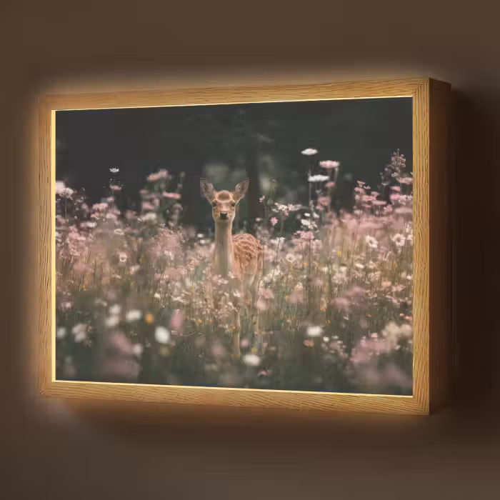Lightbox - Wandlamp - Hert - Wilde bloemen - Bos