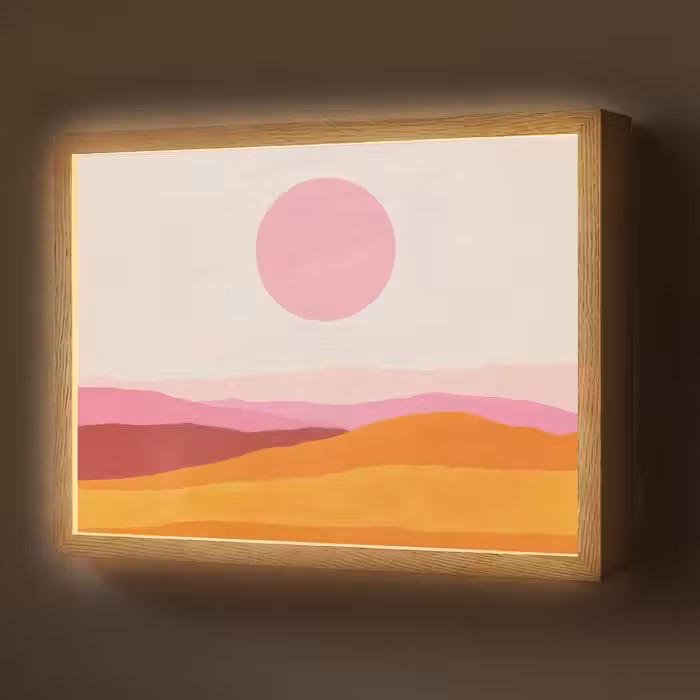 Lightbox - Wandlamp - Heuvels - Oranje - Zon - Abstract