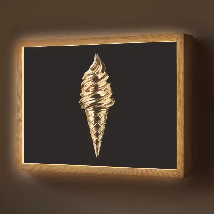 Lightbox - Wandlamp - Ijs - Goud - Zwart - Eten
