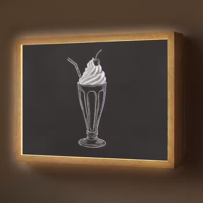Lightbox - Wandlamp - Ijscoupe - Kers - Krijtstijl - Slagroom