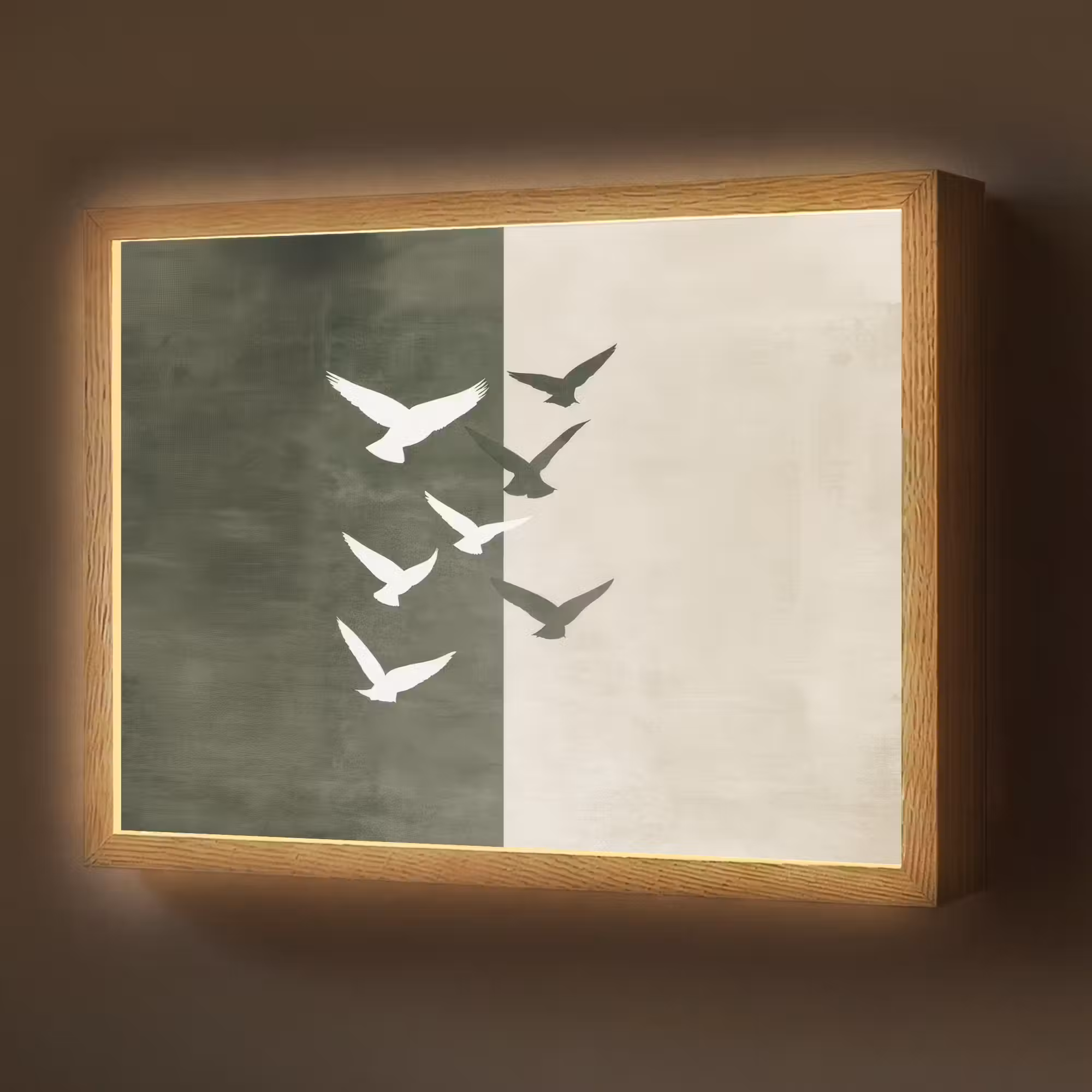 Lightbox - Wandlamp - Japandi - Vogel - Groen