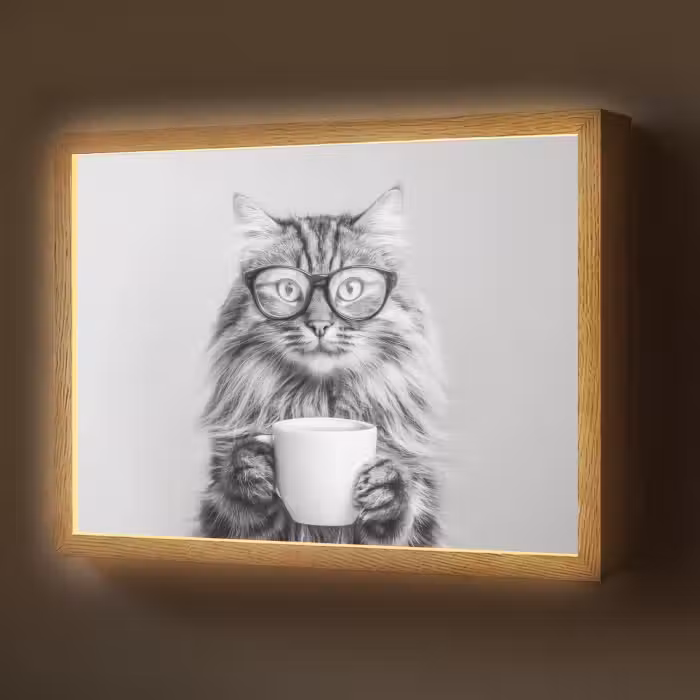 Lightbox - Wandlamp - Kat - Bril - Mok - Pluizig