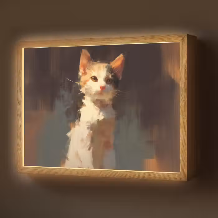 Lightbox - Wandlamp - Kat - Geschilderd - Artistiek - Wit