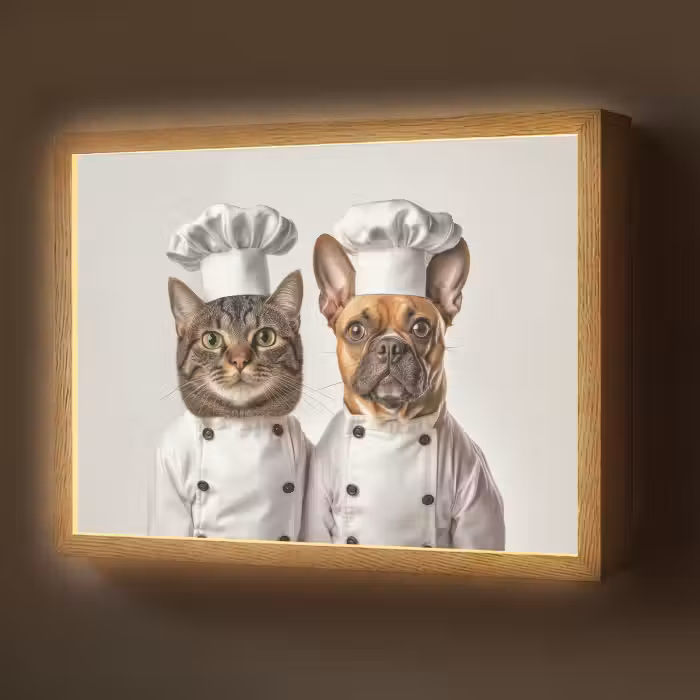 Lightbox - Wandlamp - Kat - Hond - Kokskleding