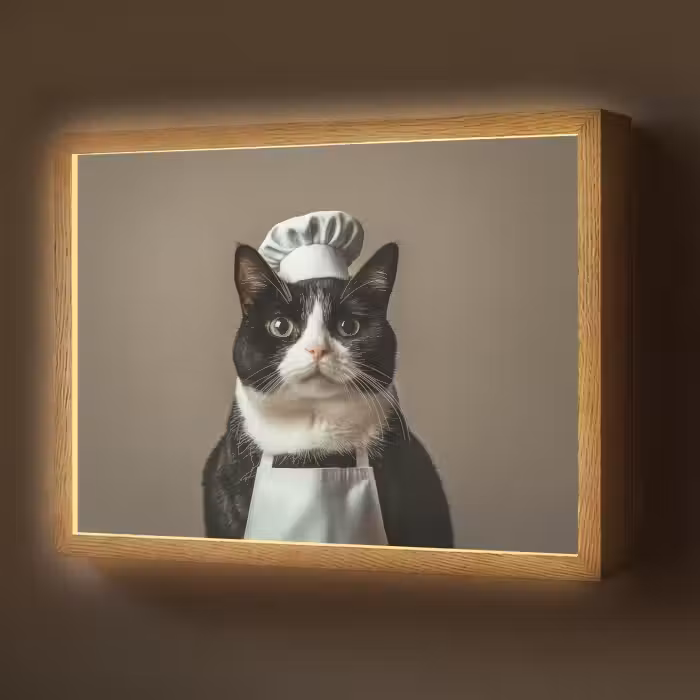 Lightbox - Wandlamp - Kat - Kokskleding - Zwart - Wit