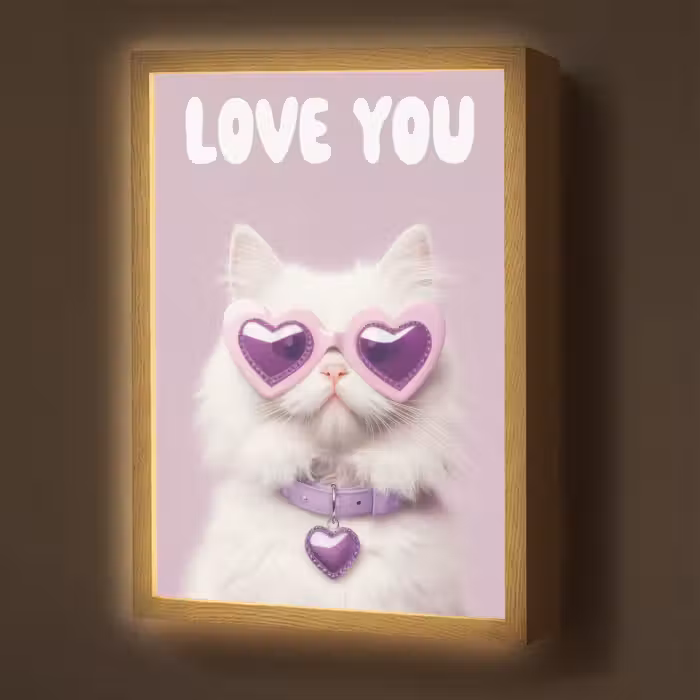 Lightbox - Wandlamp - Kat - Love - Paars - Valentijn