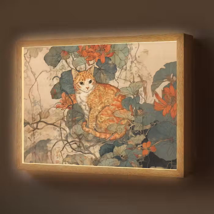 Lightbox - Wandlamp - Kat - Sierlijk - Bloemen
