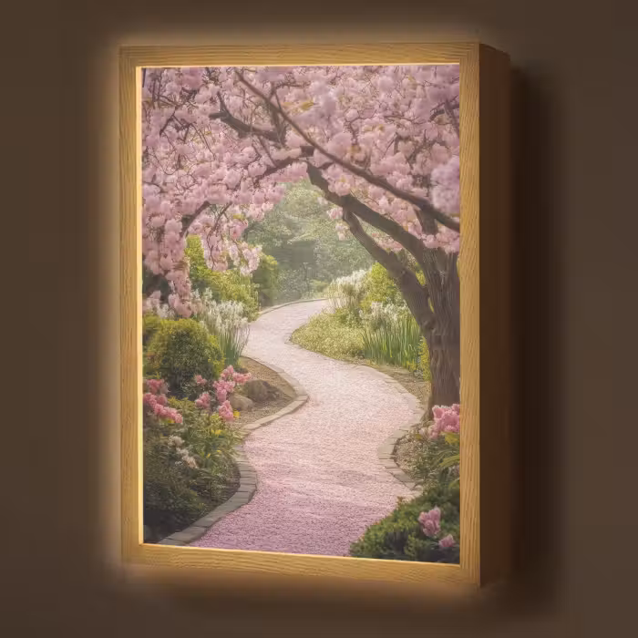 Lightbox - Wandlamp - Kersenbloesem - Natuur - Sakura - Pad - Japanse tuin