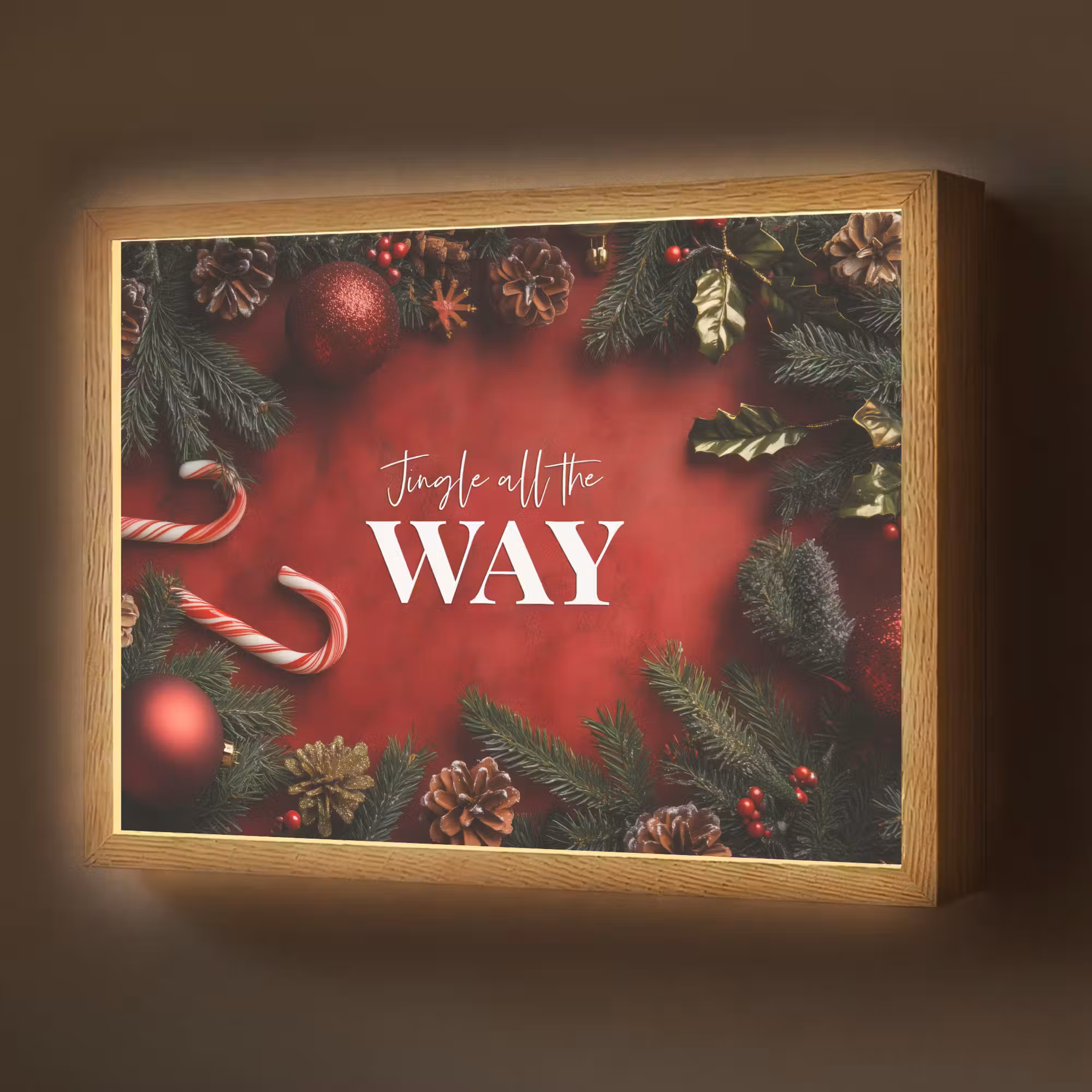 Lightbox - Wandlamp - Kerst - Quote - Rood - Kerstballen