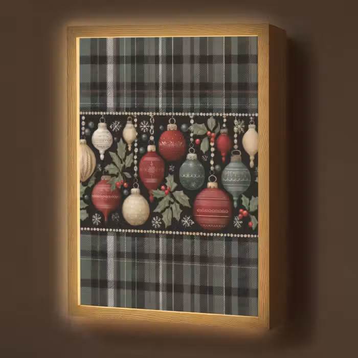 Lightbox - Wandlamp - Kerstballen - Rood - Hulsttakken - Patroon