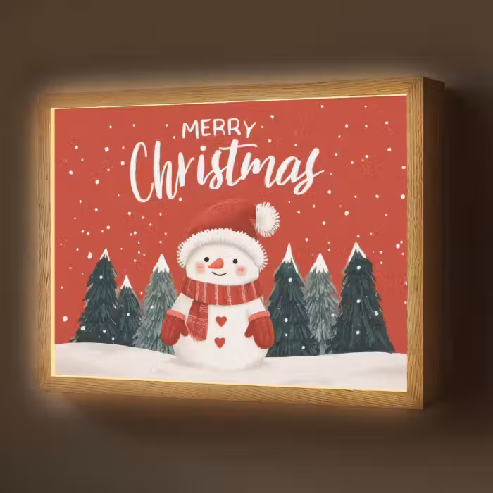 Lightbox - Wandlamp - Kerstgroet - Sneeuw - Rood