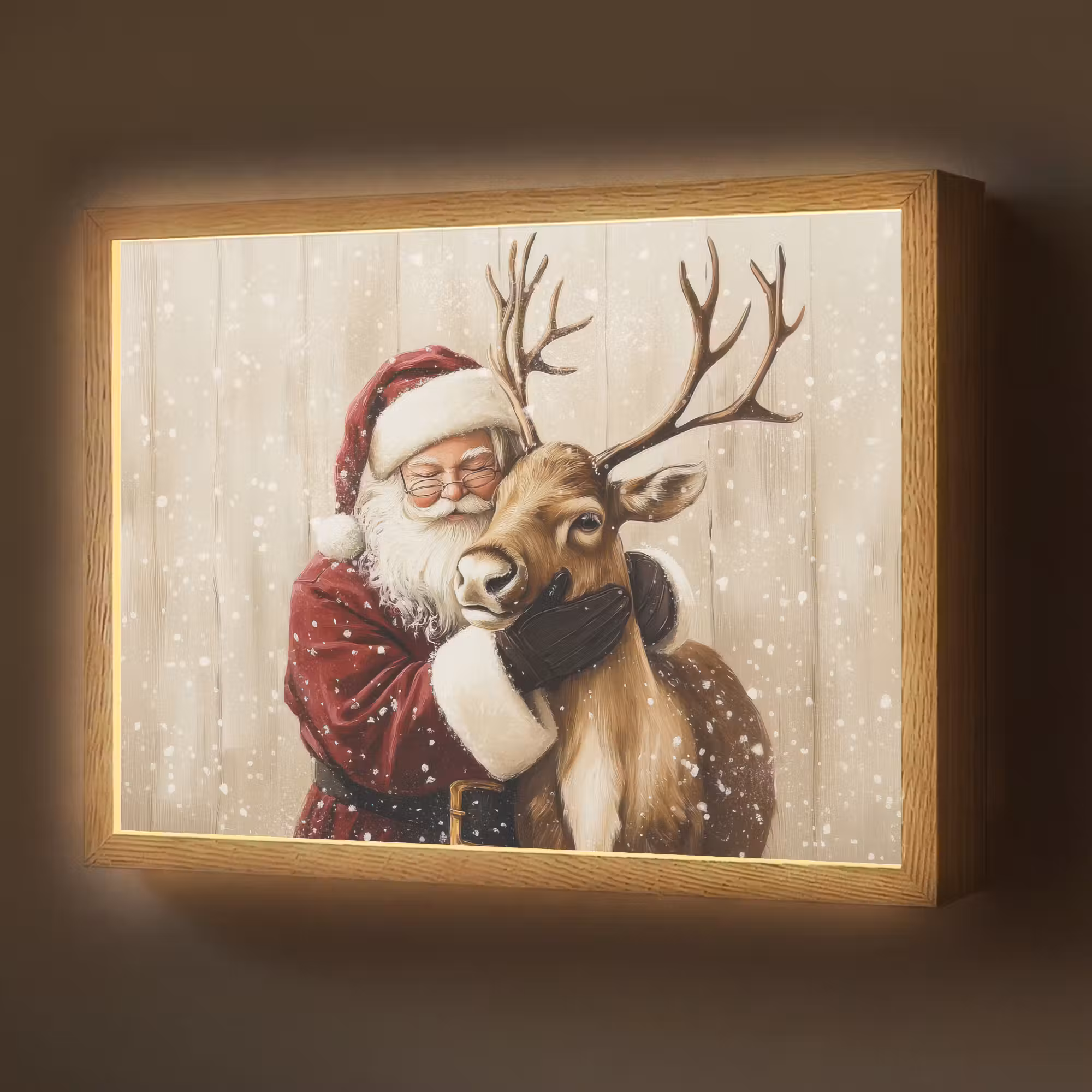 Lightbox - Wandlamp - Kerstman - Rendier - Sneeuw - Kleurrijk
