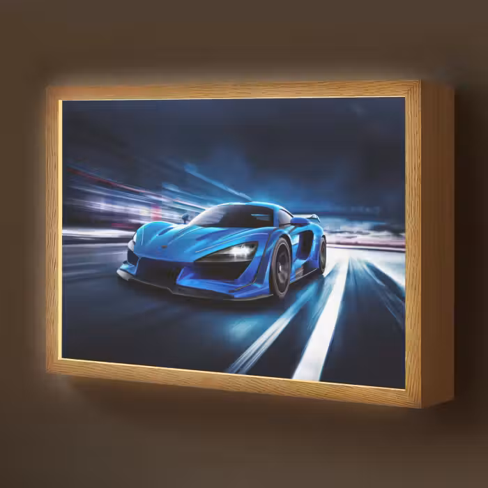 Lightbox - Wandlamp kinderkamer - Auto - Blauw - Jongens - Kind