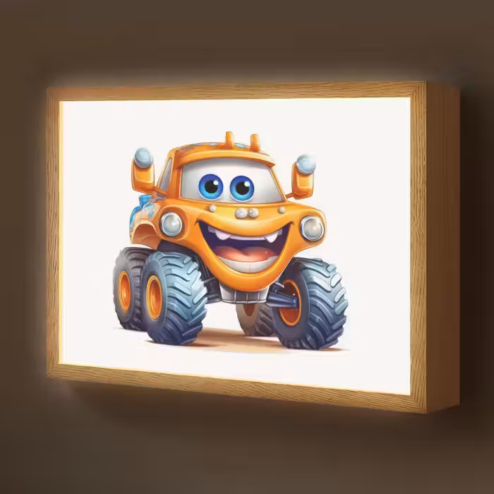 Lightbox - Wandlamp kinderkamer - Auto - Oranje - Jongen - Kind
