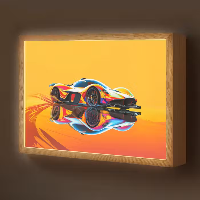 Lightbox - Wandlamp kinderkamer - Auto - Race - F1 - Jongens - Geel - Rood