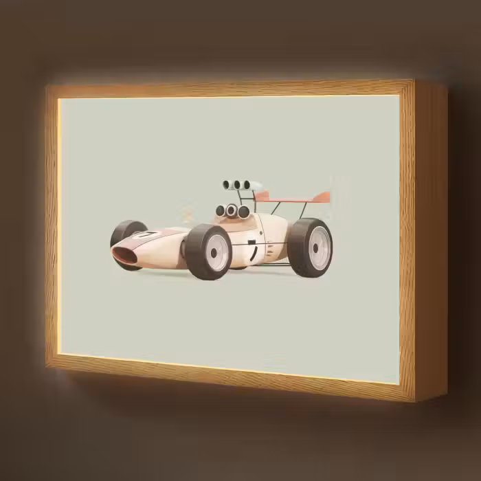 Lightbox - Wandlamp kinderkamer - Beige - Raceauto - Groen