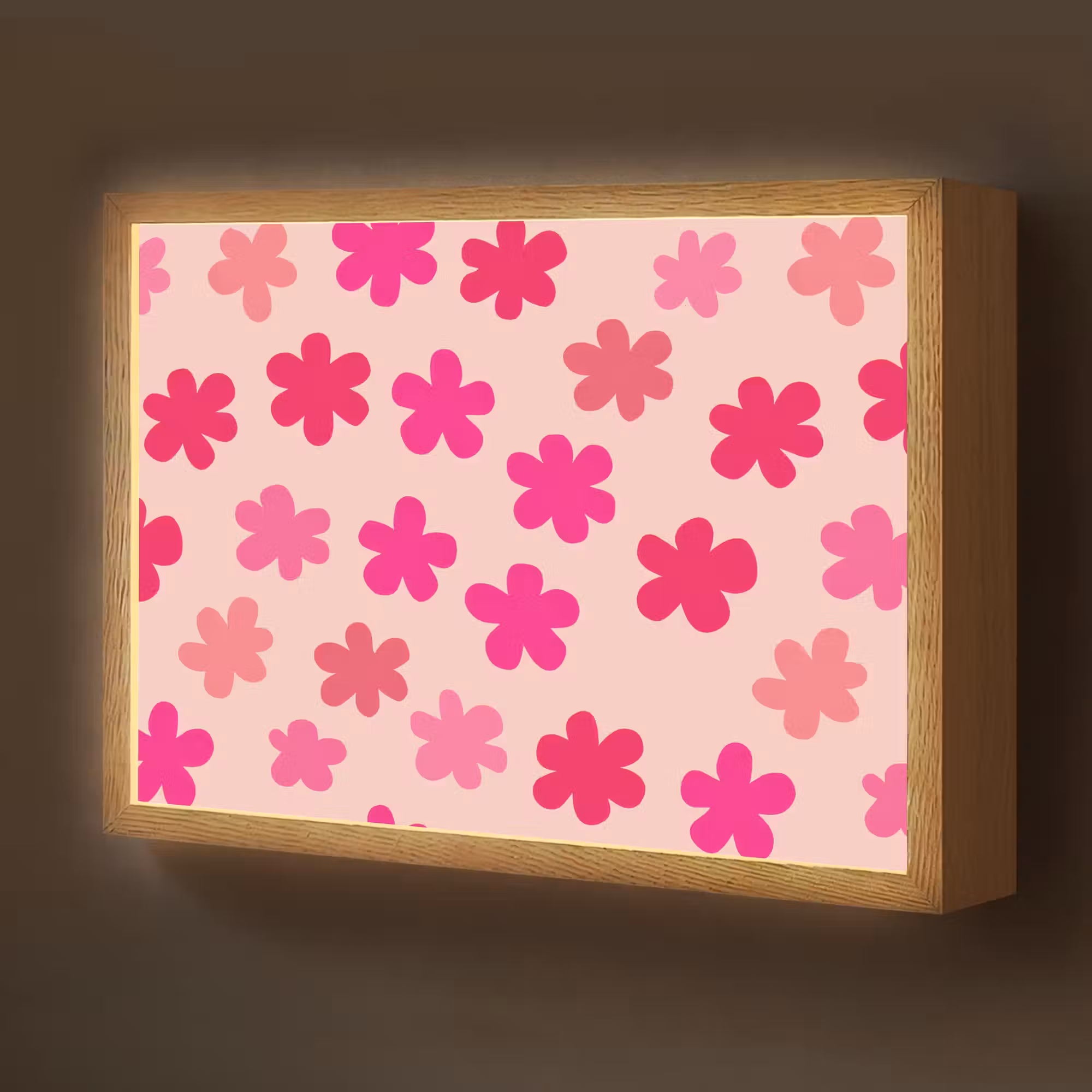 Lightbox - Wandlamp kinderkamer - Bloemen - Patroon - Roze