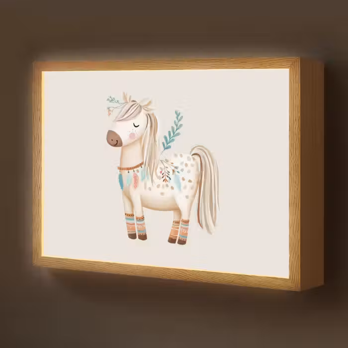 Lightbox - Wandlamp kinderkamer - Bohemian - Paard - Beige
