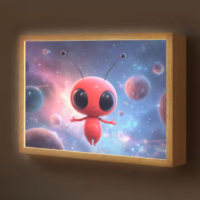 Lightbox - Wandlamp kinderkamer - Buitenaards wezen - Rood - Planeten