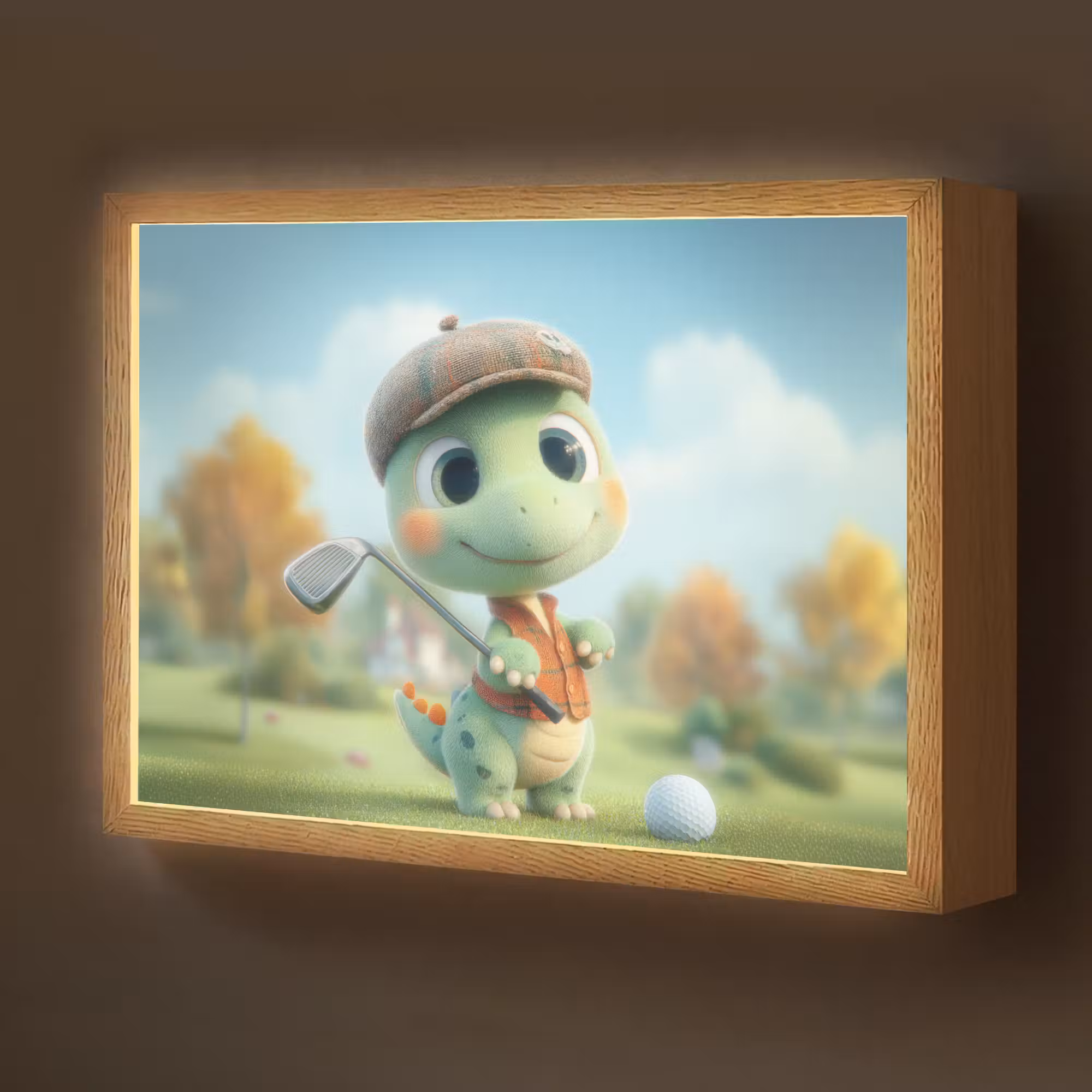 Lightbox - Wandlamp kinderkamer - Cartoon - Dino - Groen - Golven