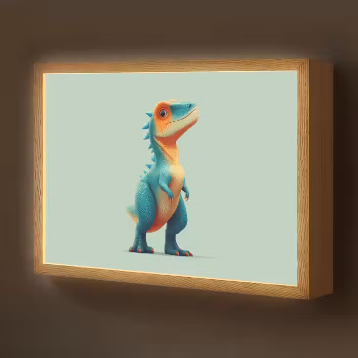 Lightbox - Wandlamp kinderkamer - Cartoon - Dino - Oranje - Stekels