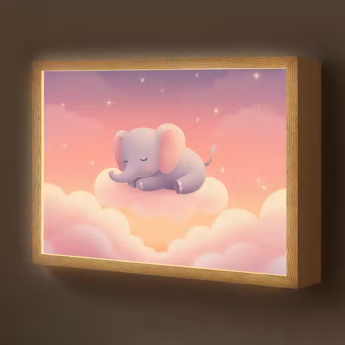 Lightbox - Wandlamp kinderkamer - Dier - Roze - Wolken