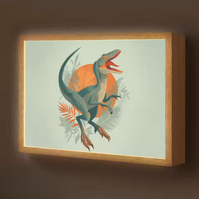 Lightbox - Wandlamp kinderkamer - Dino - Bladeren - Grafisch - Groen