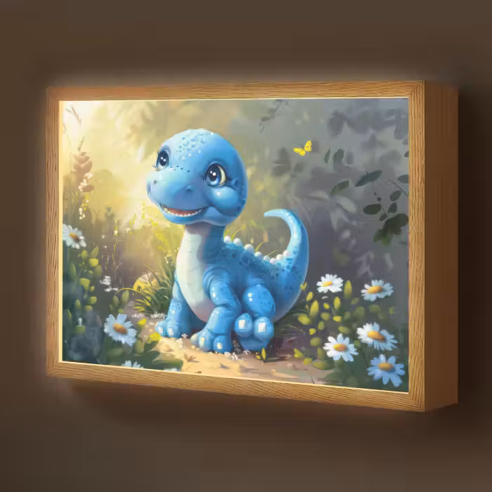 Lightbox - Wandlamp kinderkamer - Dino - Blauw - Baby - Dinosaurus