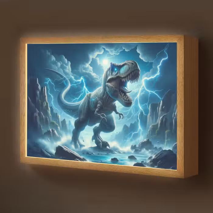 Lightbox - Wandlamp kinderkamer - Dino - Blauw - Jongens