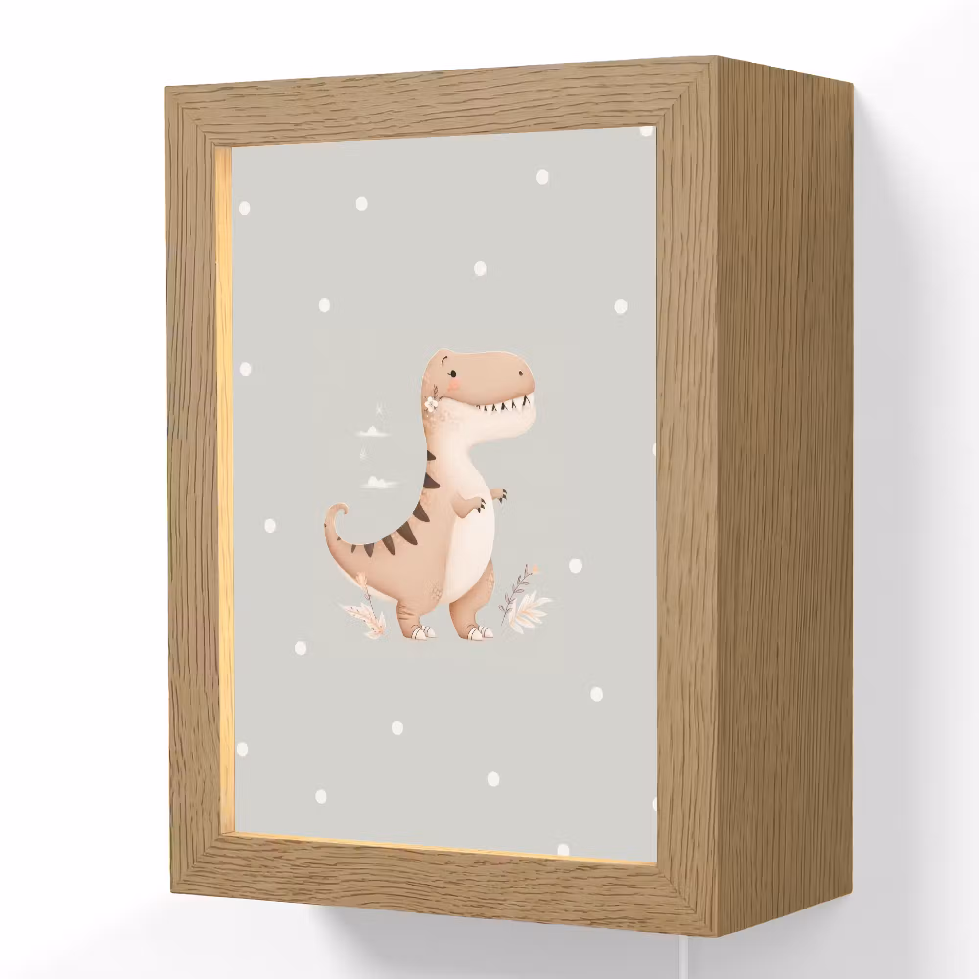 Lightbox - Wandlamp kinderkamer - Dino  - Bloemen - Blauw - Stippen
