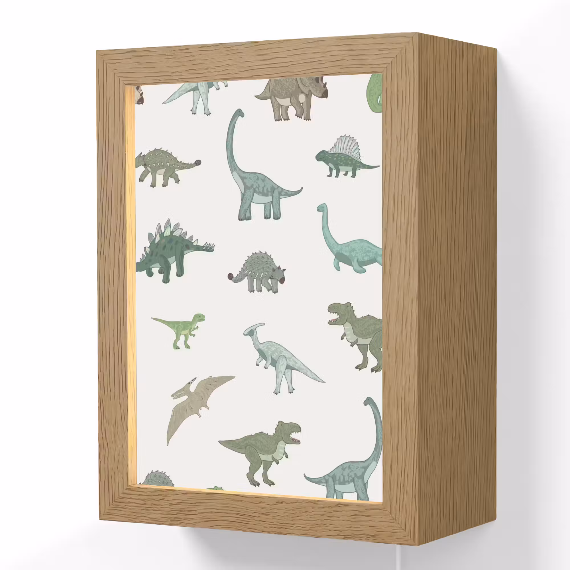 Lightbox - Wandlamp kinderkamer - Dino - Groen - Jongens - Dinosaurus - Blauw