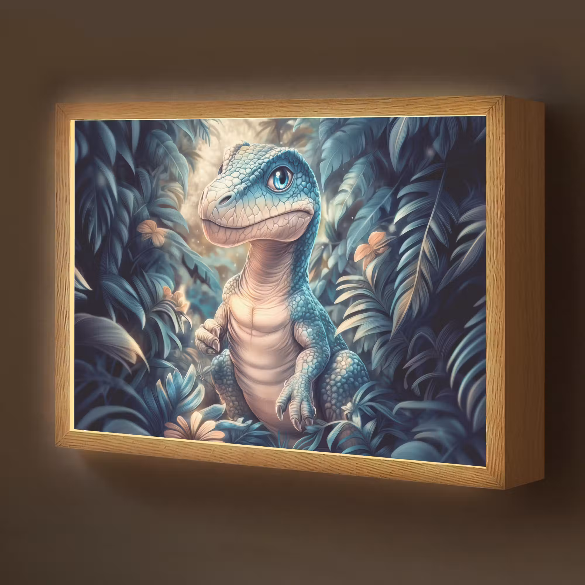 Lightbox - Wandlamp kinderkamer - Dino - Jungle - Blauw