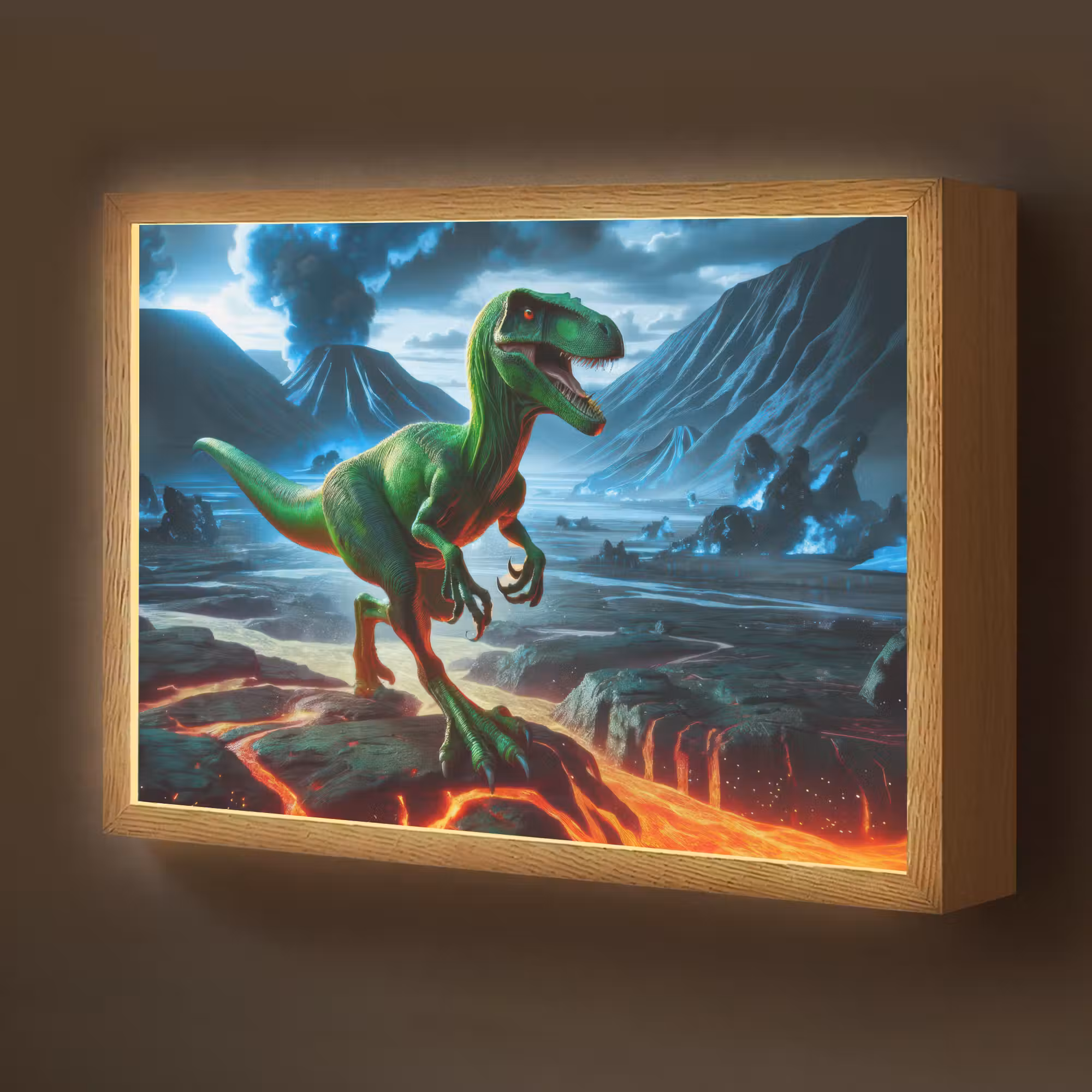 Lightbox - Wandlamp kinderkamer - Dino - Lava - Groen - Jongens