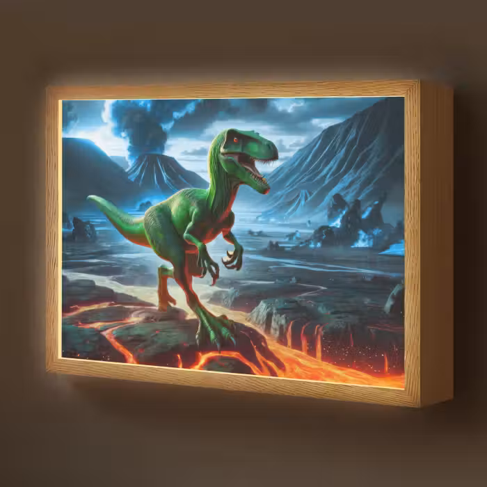 Lightbox - Wandlamp kinderkamer - Dino - Lava - Groen - Jongens