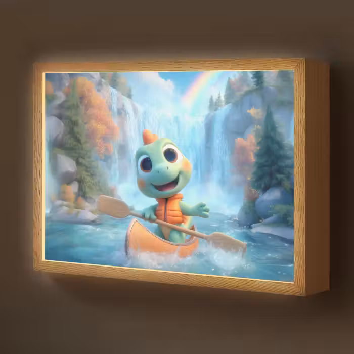 Lightbox - Wandlamp kinderkamer - Dino - Natuur - Waterval