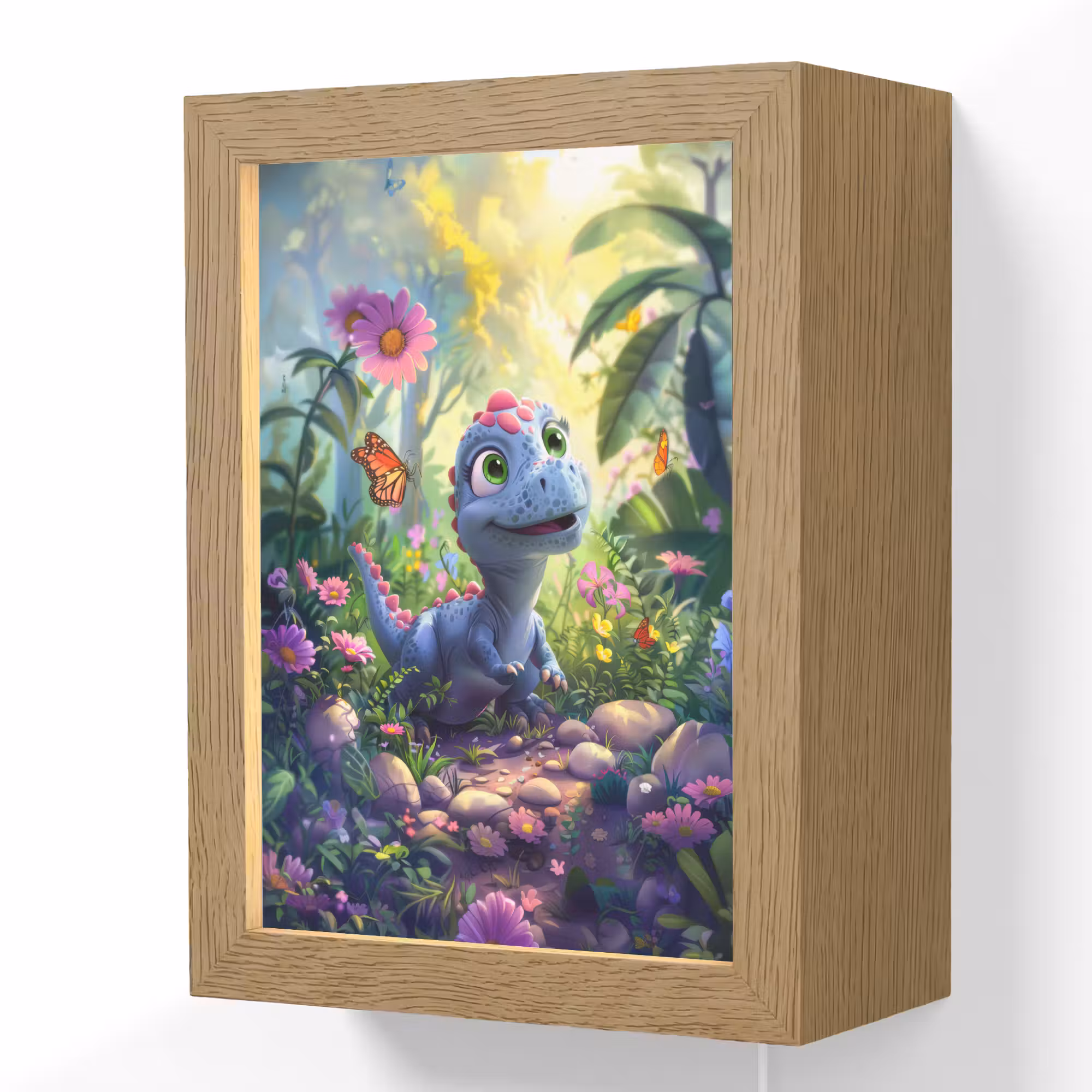 Lightbox - Wandlamp kinderkamer - Dino - Paars - Baby - Dinosaurus