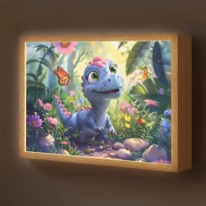 Lightbox - Wandlamp kinderkamer - Dino - Paars - Baby - Dinosaurus