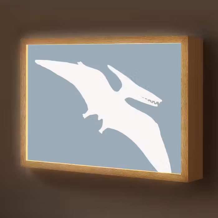 Lightbox - Wandlamp kinderkamer - Dino - Pteranodon - Dinosaurus - Blauw