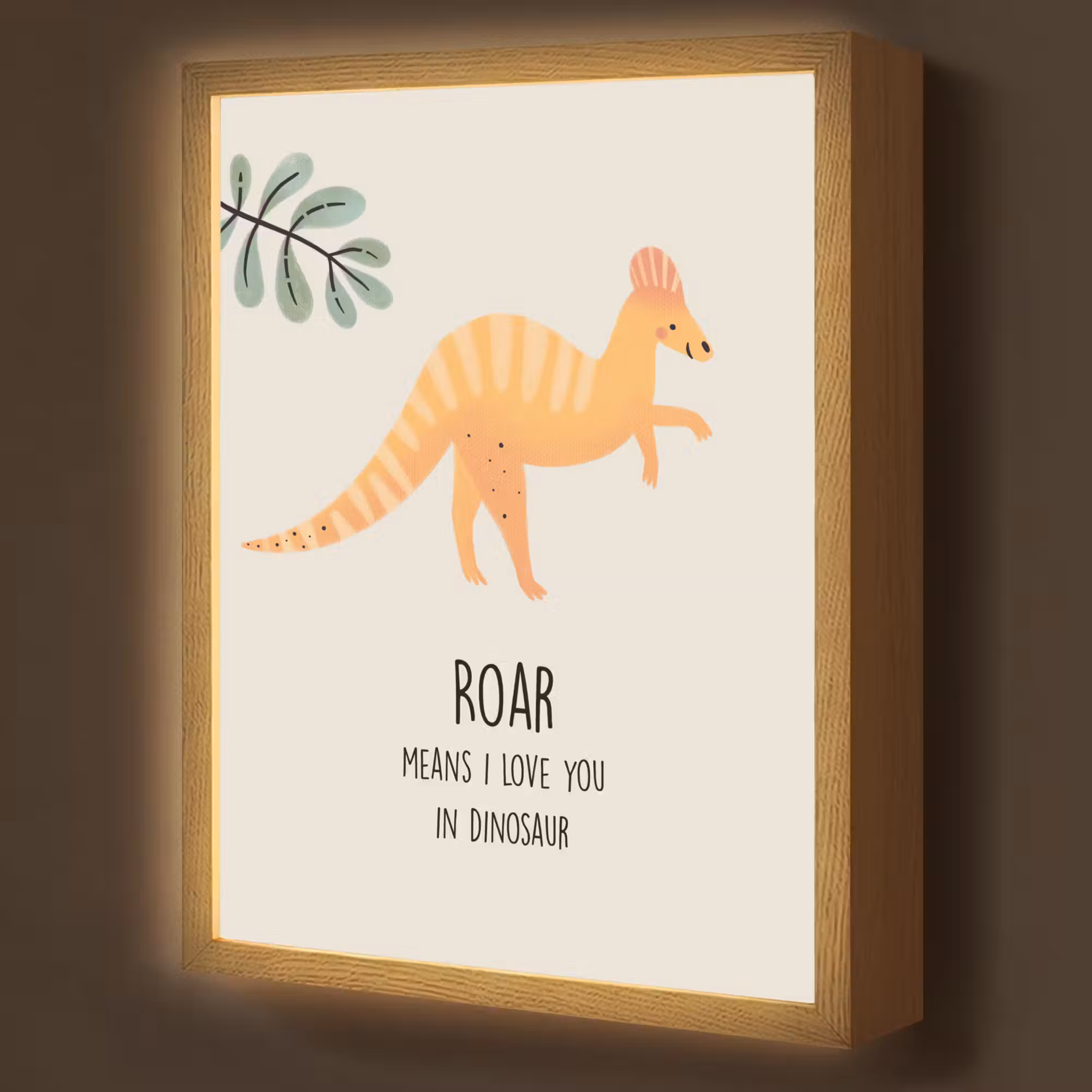 Lightbox - Wandlamp kinderkamer - Dino - Quote - Dinosaurus - Beige