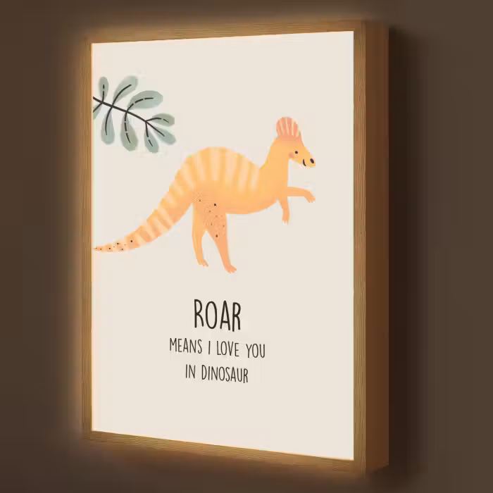 Lightbox - Wandlamp kinderkamer - Dino - Quote - Dinosaurus - Beige