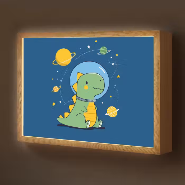 Lightbox - Wandlamp kinderkamer - Dino - Ruimte - Planeten