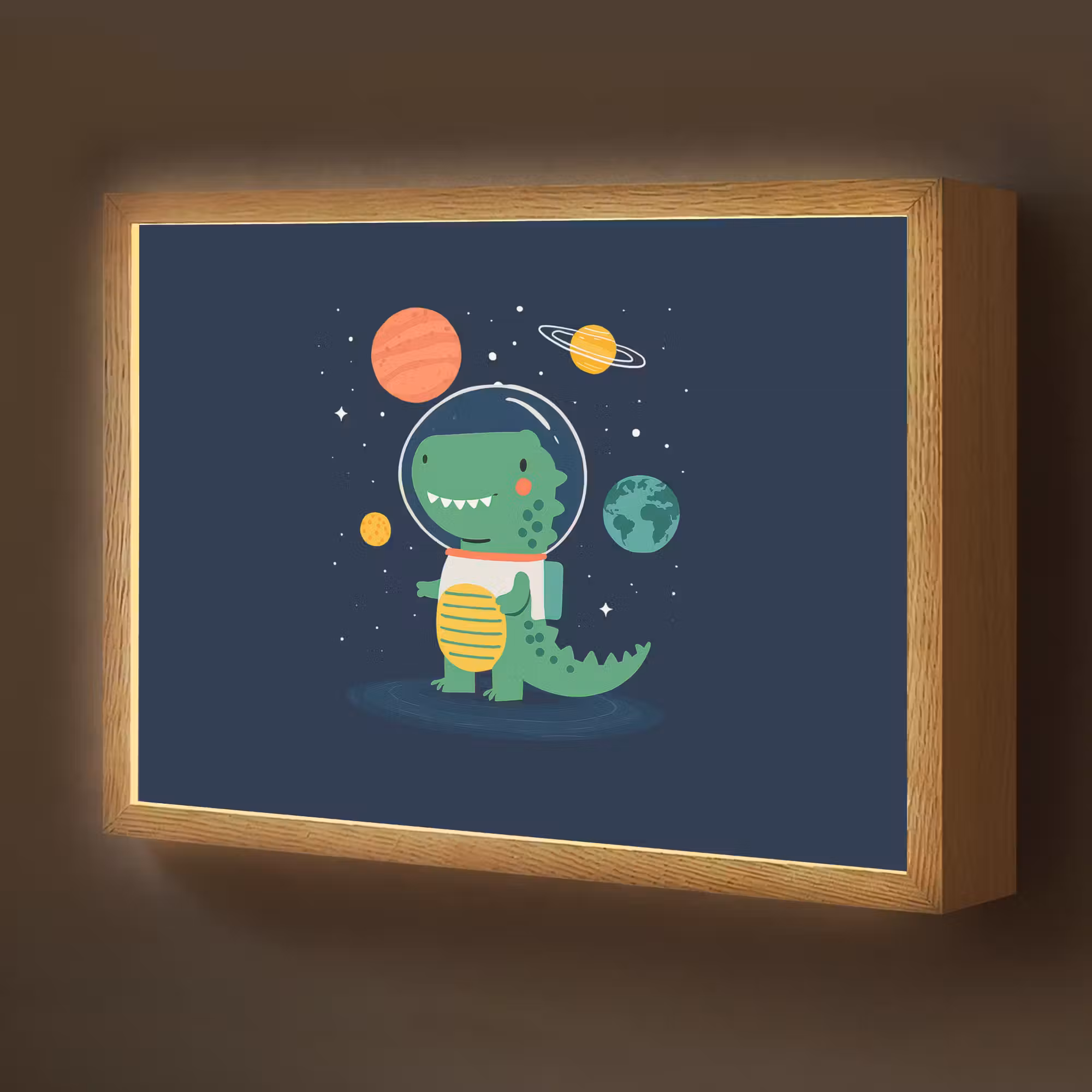 Lightbox - Wandlamp kinderkamer - Dino - Ruimtepak - Planeten