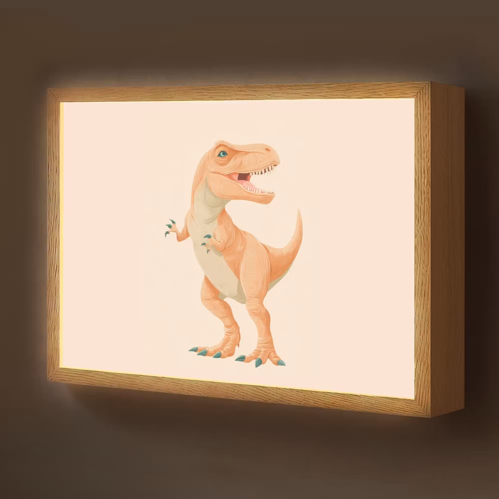 Lightbox - Wandlamp kinderkamer - Dino - T-Rex - Oranje