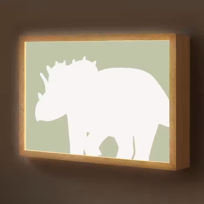 Lightbox - Wandlamp kinderkamer - Dino - Triceratops - Dinosaurus - Groen